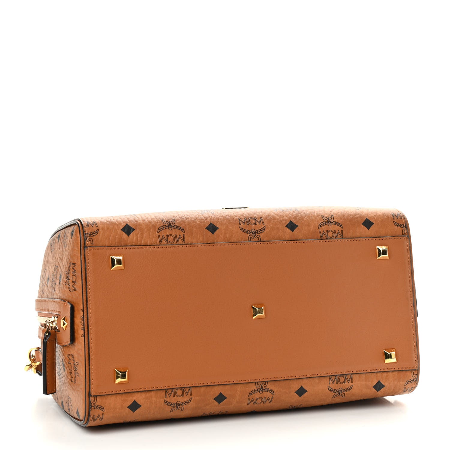 MCM Visetos Medium Boston Bag Cognac 4 of 11