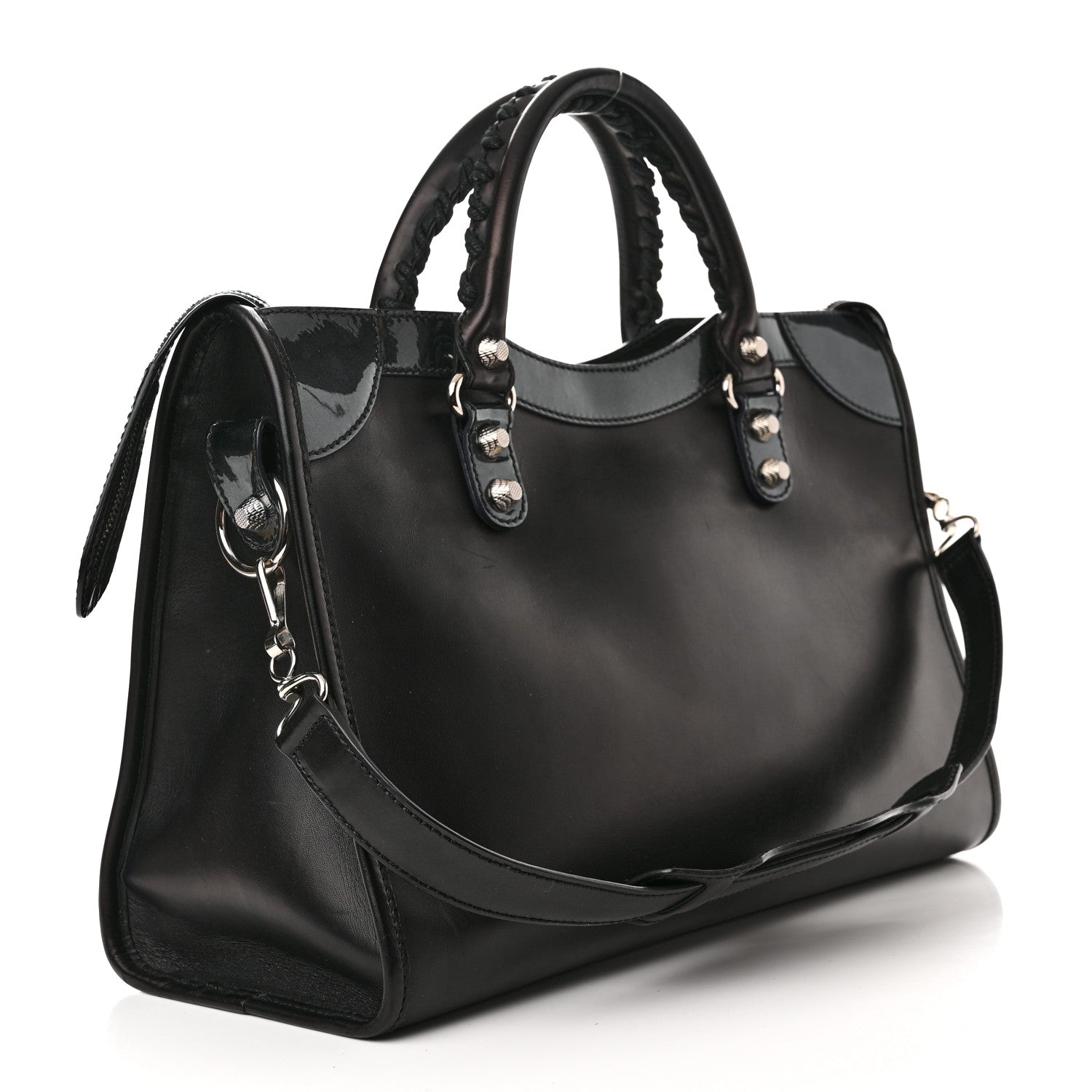 Balenciaga Smooth Calfskin Metallic Patent Giant 12 Silver Hardware City Black Gris 3 of 11