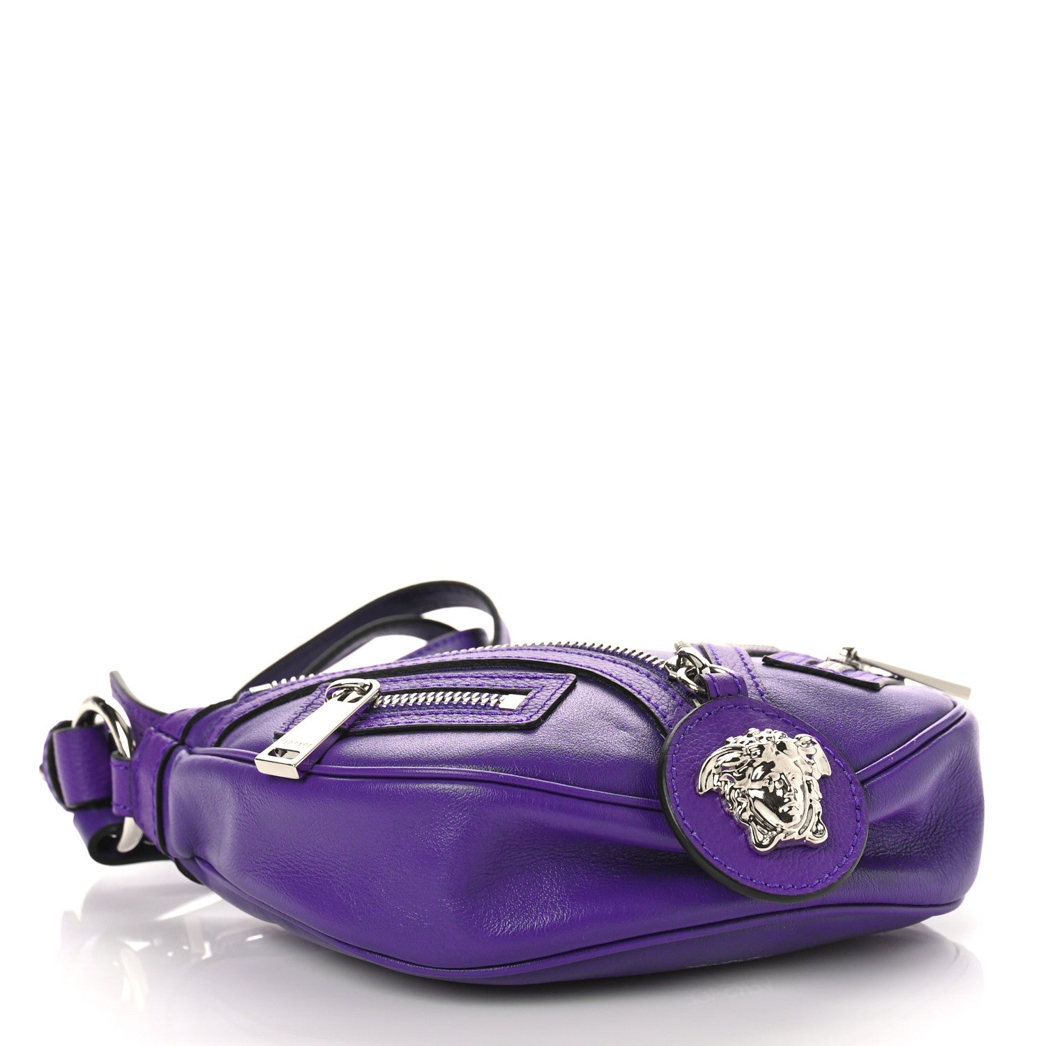 Versace Calfskin Small Repeat Zip Hobo Purple 4 of 8