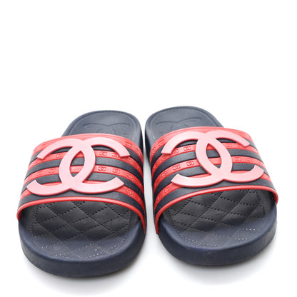 Chanel Rubber CC Flat Slide Sandals 36 Pink Red 3 of 9