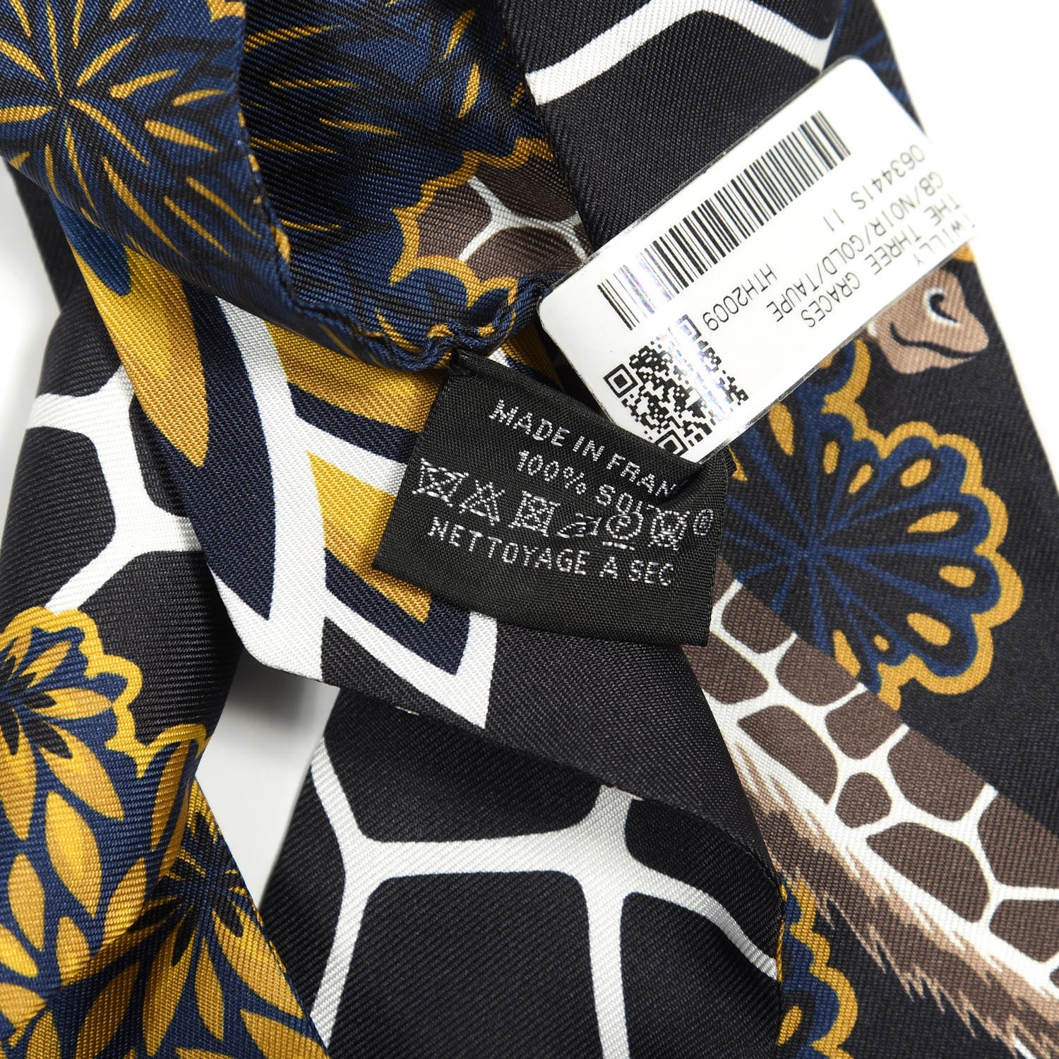 Hermes Silk Three Graces Twilly Black Gold Taupe 4 of 4