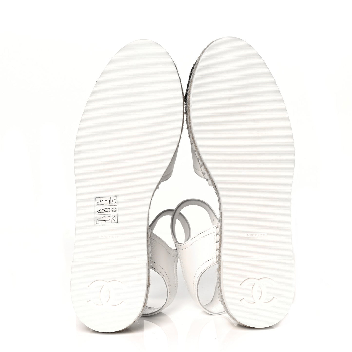 Lambskin Cap Toe CC Espadrille Sandals 36 White Black