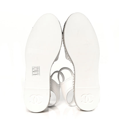 Chanel Lambskin Cap Toe CC Espadrille Sandals 36 White Black 5 of 7