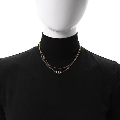 Christian Dior Metal Crystal Petit CD Double Necklace Gold 2 of 4