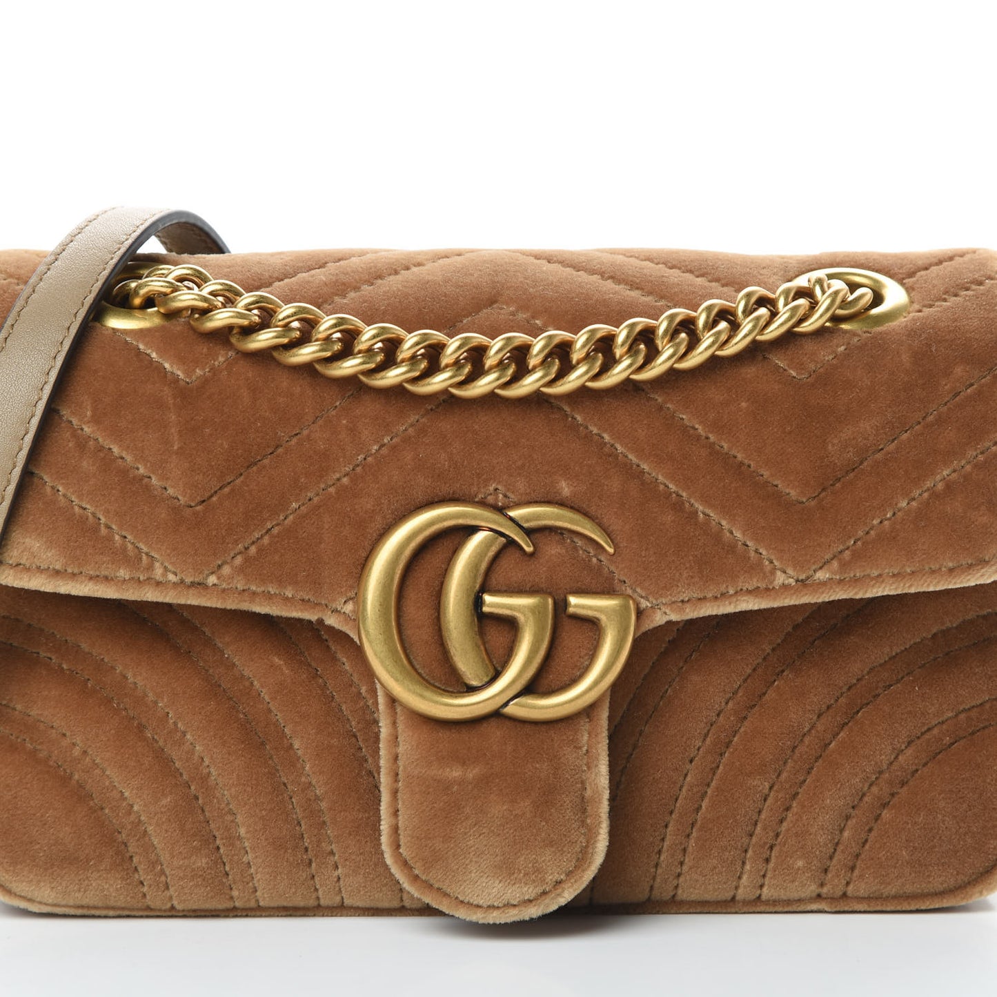Velvet Matelasse Mini GG Marmont Shoulder Bag Taupe