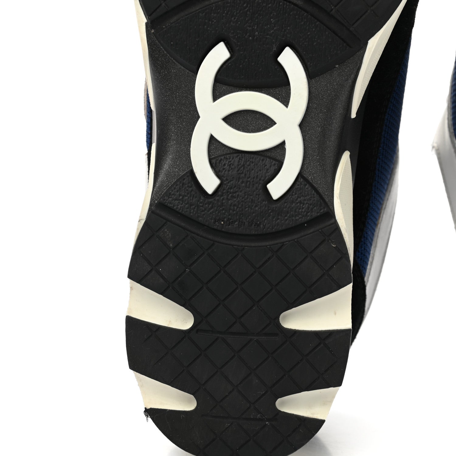 Chanel Suede Calfskin CC Sneakers 40 Blue Black 6 of 9