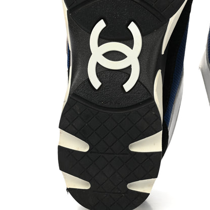 Chanel Suede Calfskin CC Sneakers 40 Blue Black 6 of 9