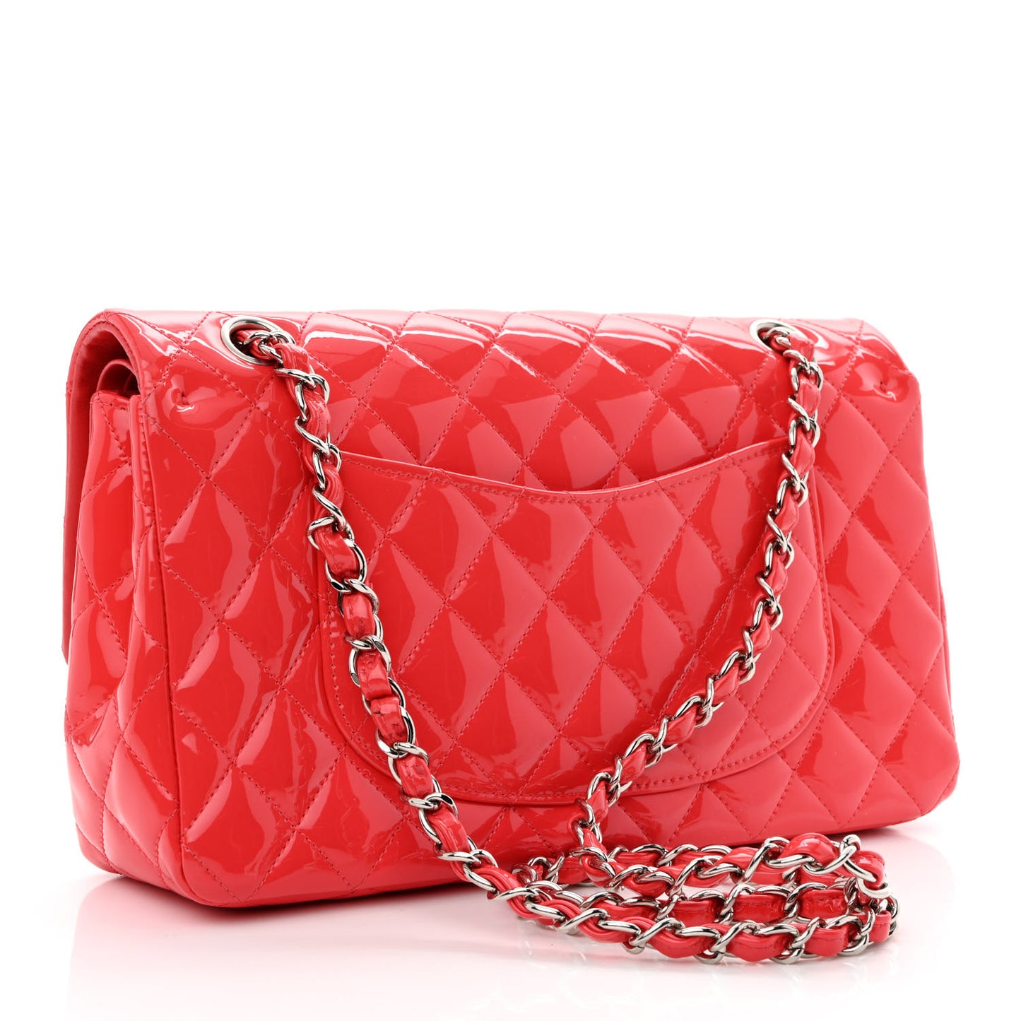 Patent Quilted Medium Double Flap Pink