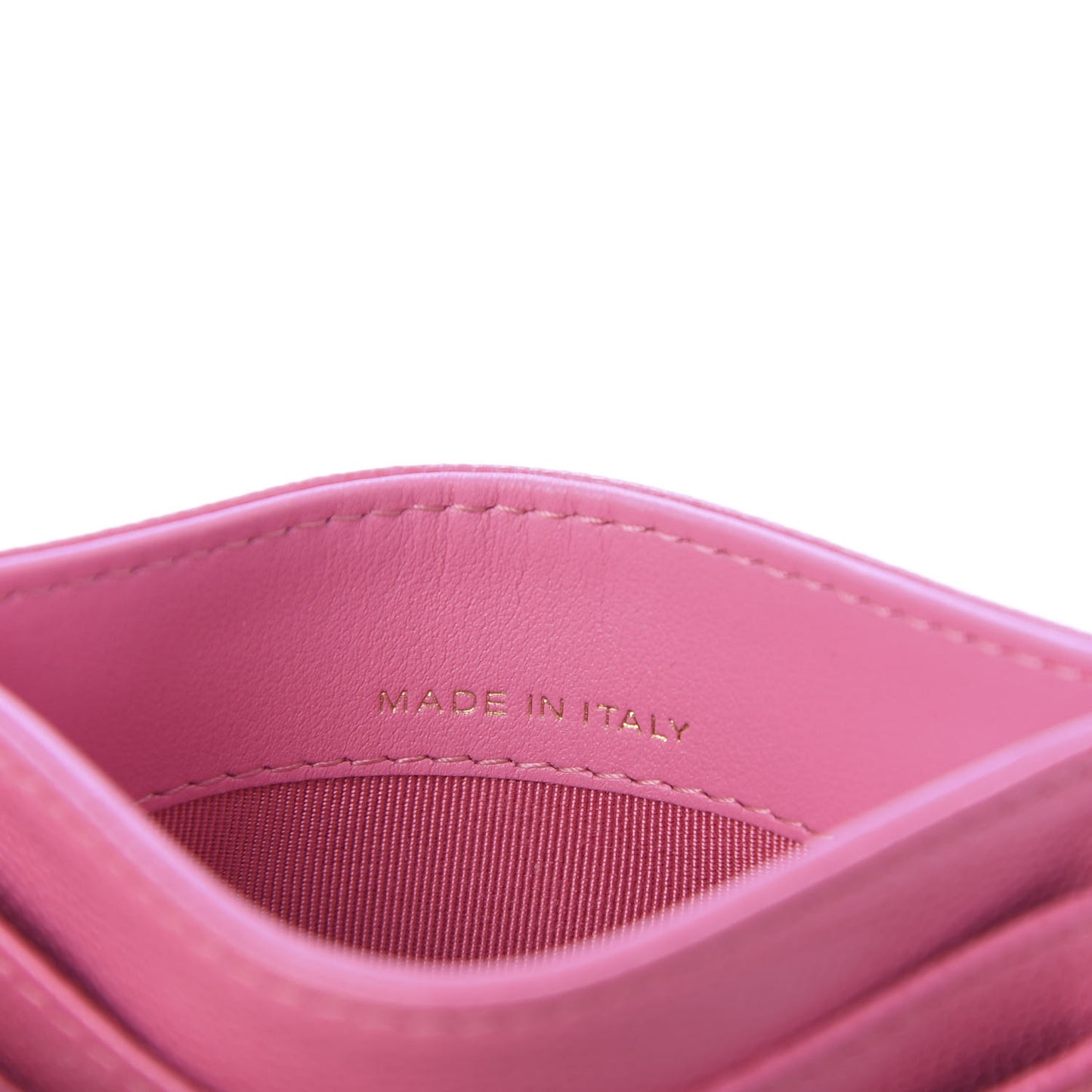 Shiny Caviar Quilted Card Holder Pink