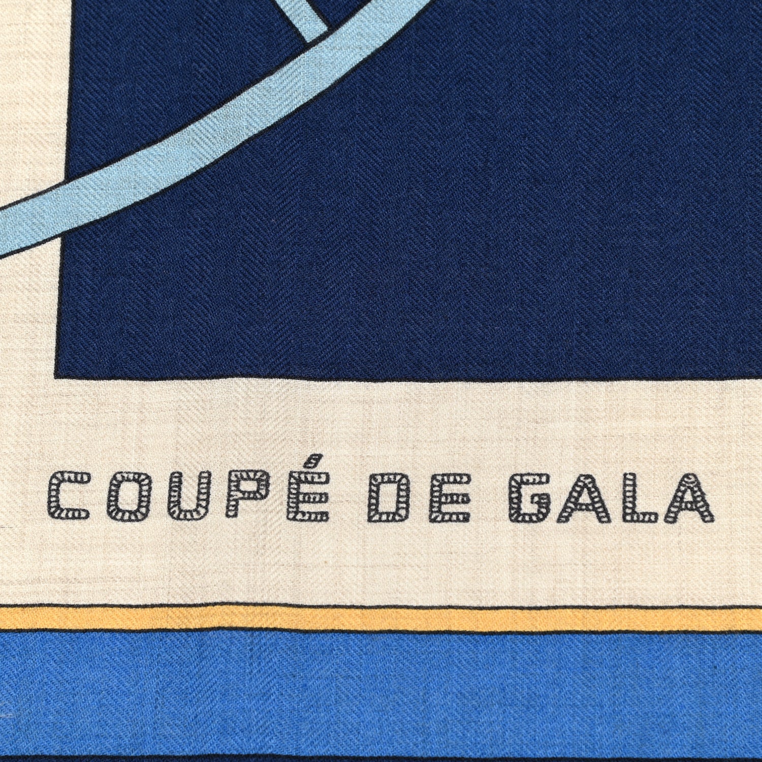 Hermes Cashmere Silk Coup De Gala Shawl 140 Marine Naturel Ciel 5 of 5
