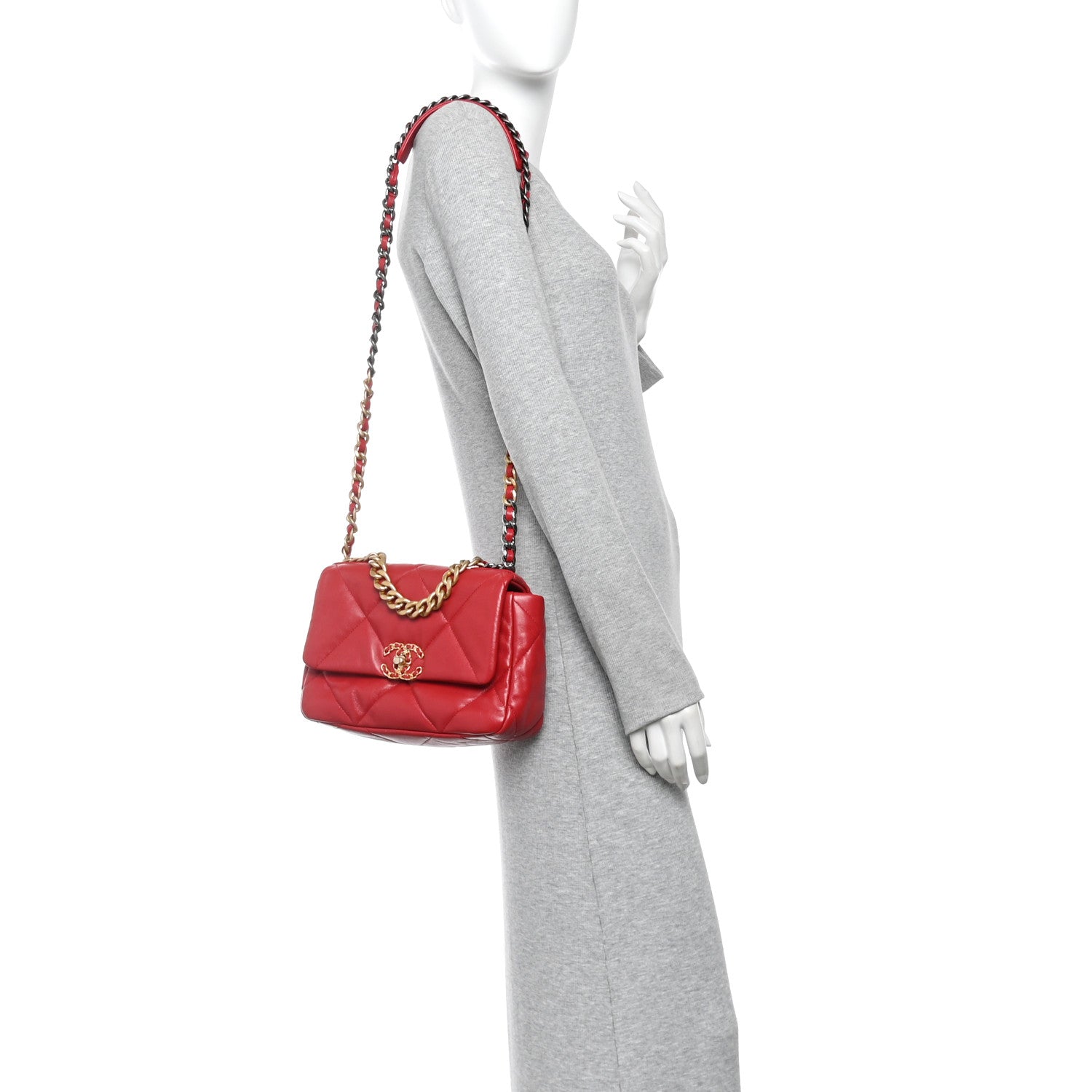 Chanel Lambskin Quilted Medium Chanel 19 Flap Red 2 of 10