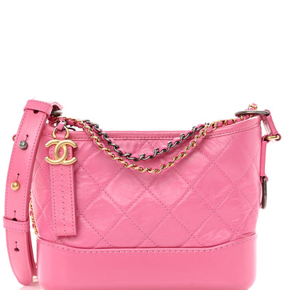 Chanel Aged Calfskin Quilted Small Gabrielle Hobo Rose 8 of 15