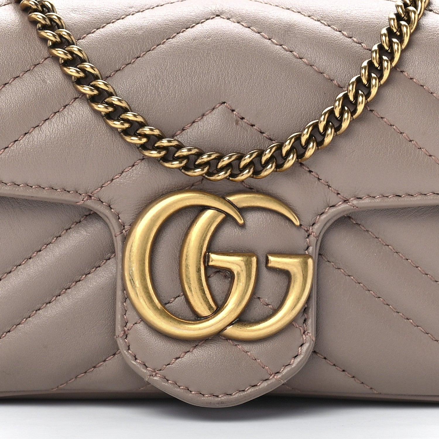 Gucci Calfskin Matelasse Super Mini GG Marmont Shoulder Bag Porcelain Rose 8 of 11