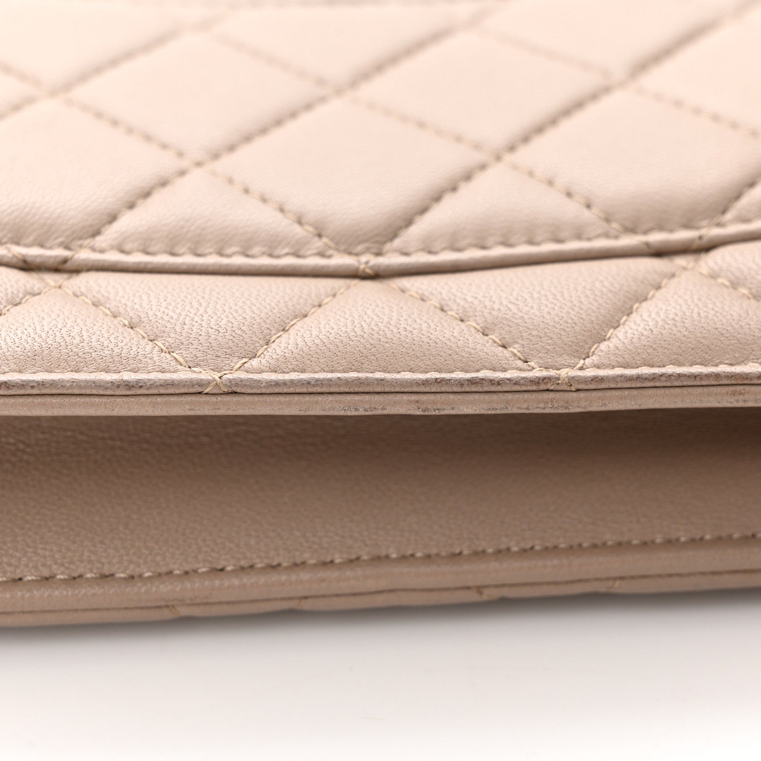 Chanel Lambskin Quilted Wallet On Chain WOC Taupe 21 of 28