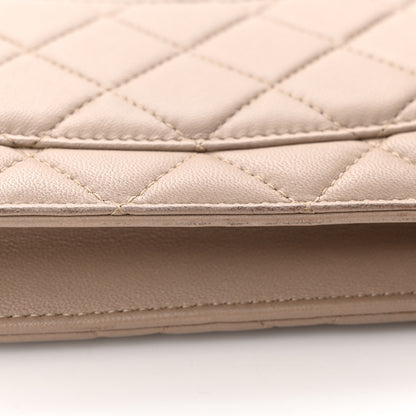 Chanel Lambskin Quilted Wallet On Chain WOC Taupe 21 of 28