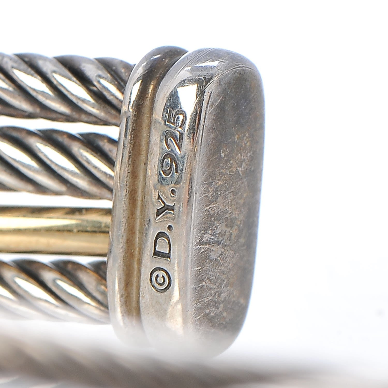 David Yurman Sterling Silver 18K Yellow Gold Crossover Cuff 4 of 4