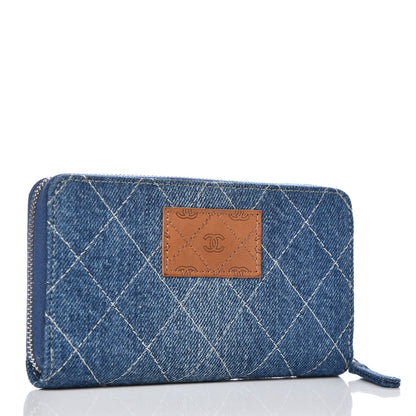 Chanel Denim Quilted Medium Zip Wallet Blue 4 of 11