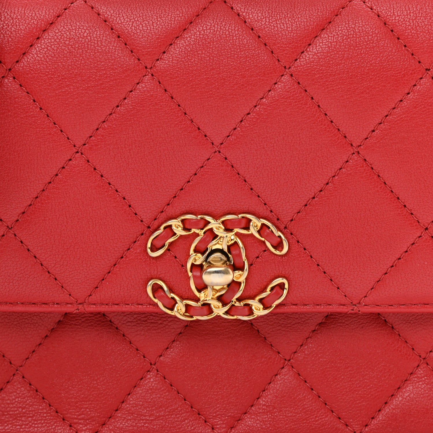Chanel Lambskin Quilted Small Chain Infinity Top Handle Flap Dark Red 8 of 8