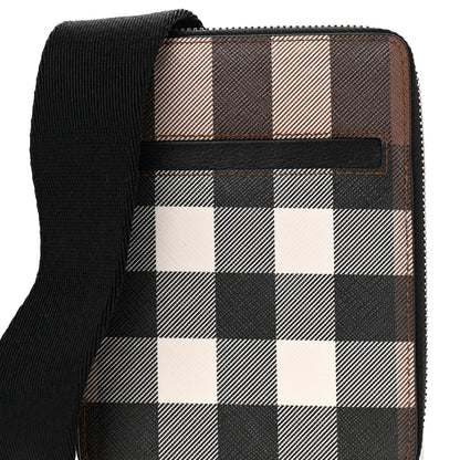Burberry E-Canvas Check Phone Crossbody Bag Dark Birch Brown 8 of 10