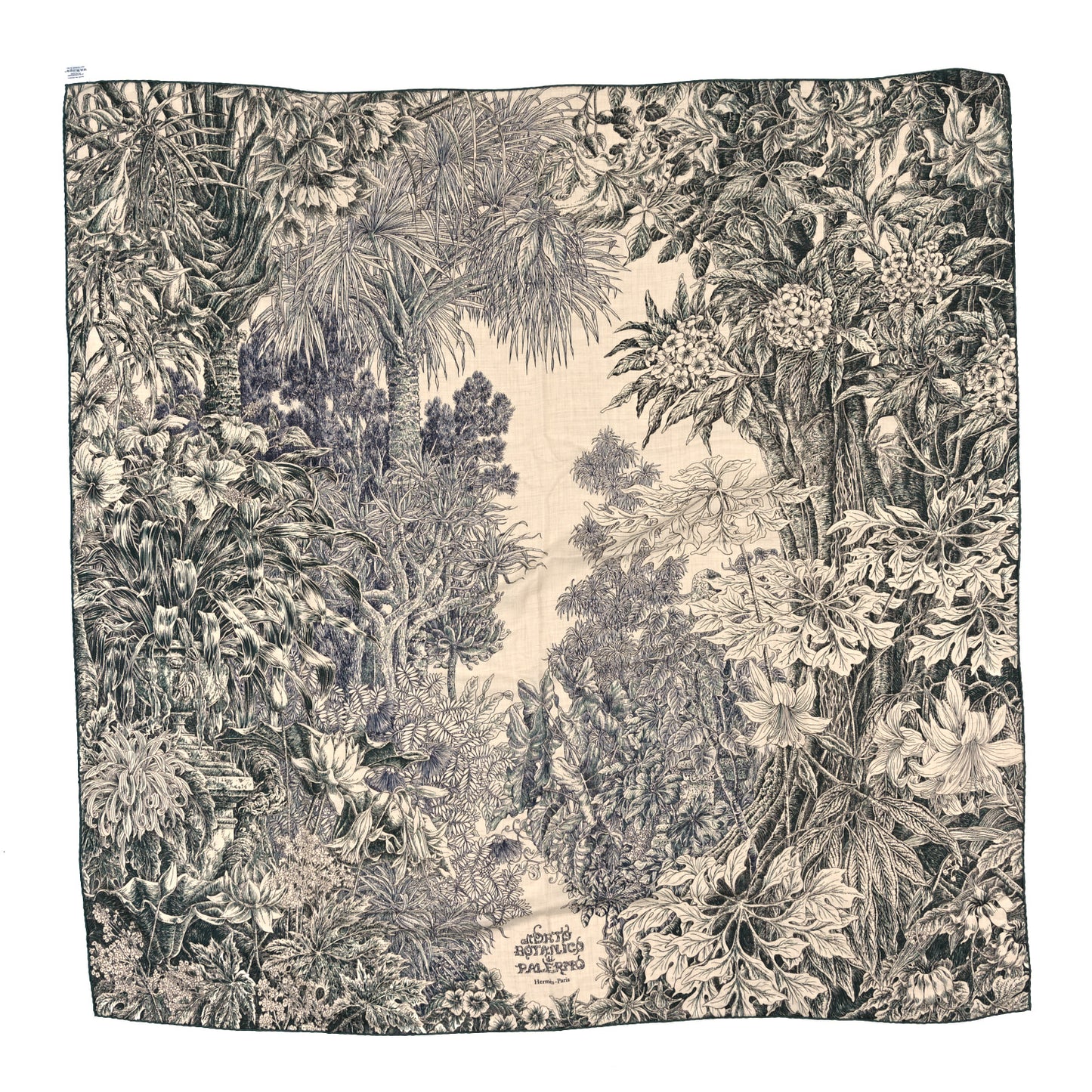 Cashmere Silk All 'Orto Botanico Di Palermo Shawl 140 Vert Loden Naturel Encre