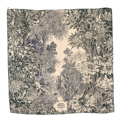 Hermes Cashmere Silk All 'Orto Botanico Di Palermo Shawl 140 Vert Loden Naturel Encre 1 of 3