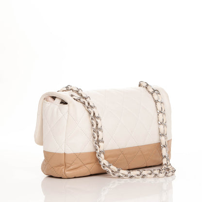 Chanel Lambskin Quilted Medium Flap Beige White 3 of 9