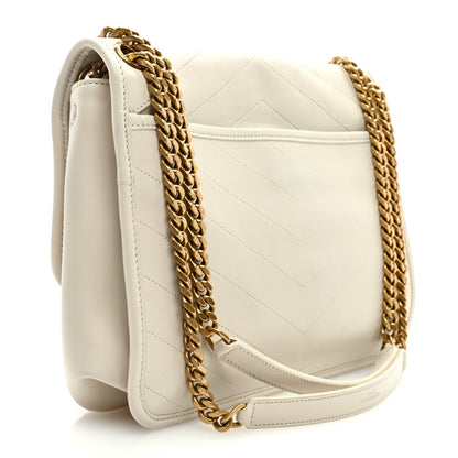 Saint Laurent Lambskin Matelasse Monogram Medium Niki Chain Satchel Blanc Vintage 3 of 8