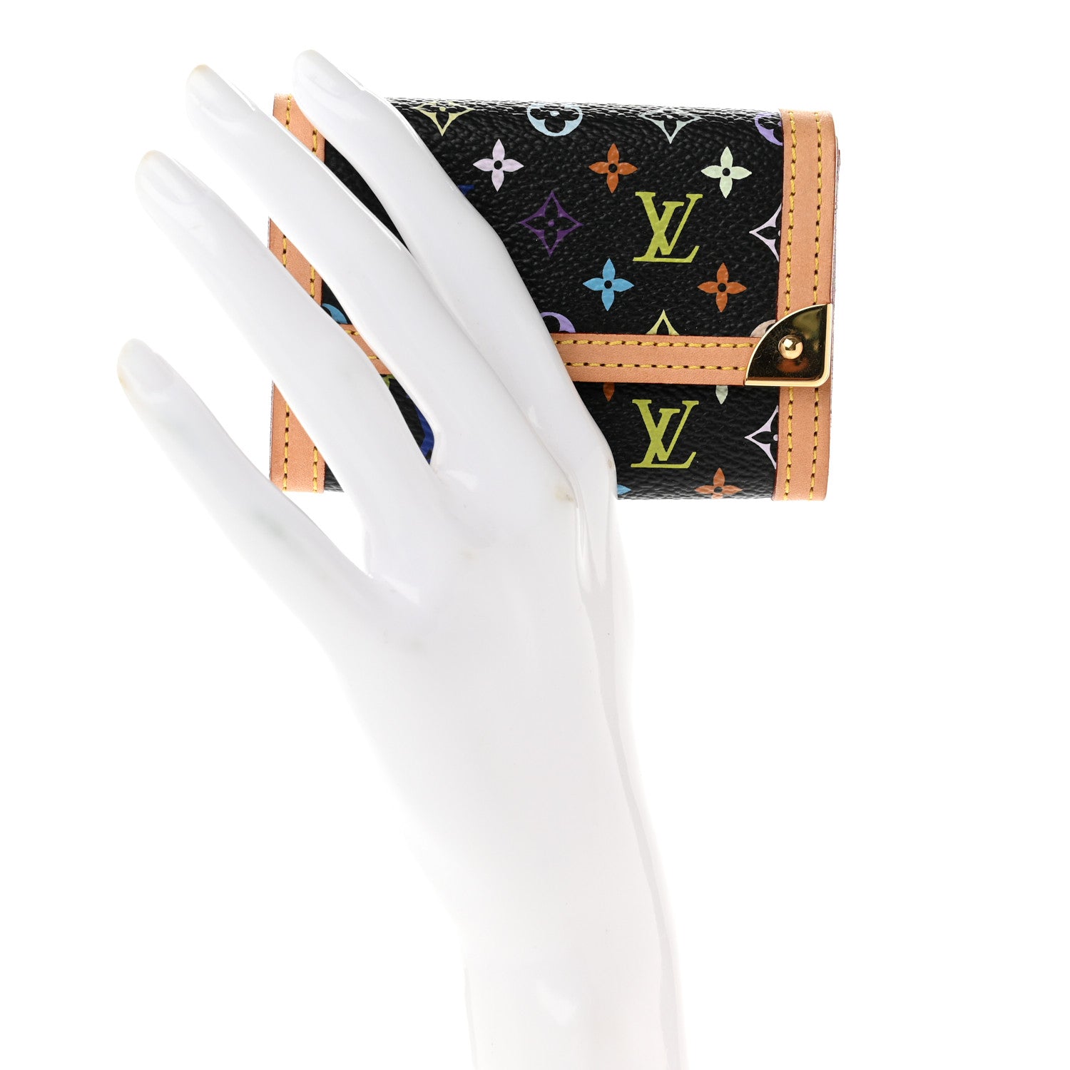 Louis Vuitton Monogram Multicolor Porte-Monnaie Plat Coin Purse Black 2 of 6