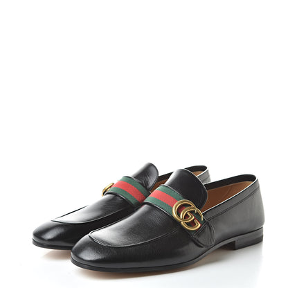 Gucci Goatskin Web Mens GG Loafers 6.5 Black 3 of 9