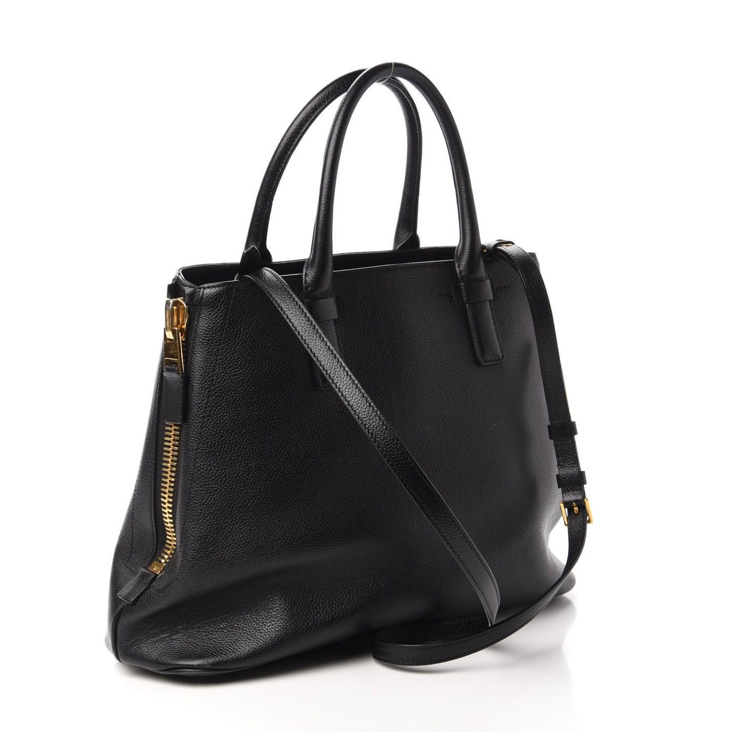Pebbled Calfskin Medium Jennifer Zip Tote Black