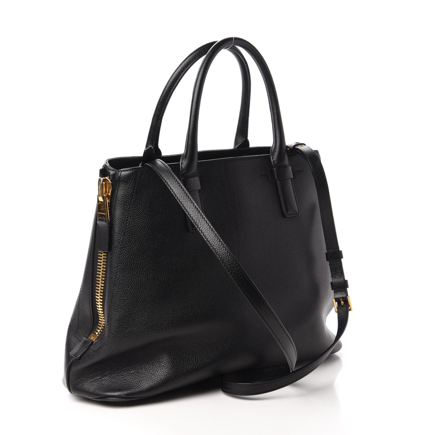 Tom Ford Pebbled Calfskin Medium Jennifer Zip Tote Black 3 of 10