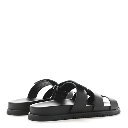 Hermes Calfskin Womens Chypre Sandals 37 Black 4 of 11