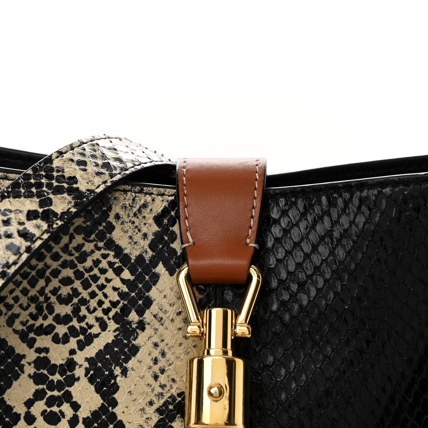 Gucci Snakeskin Small Jackie 1961 Hobo Black Beige 8 of 12