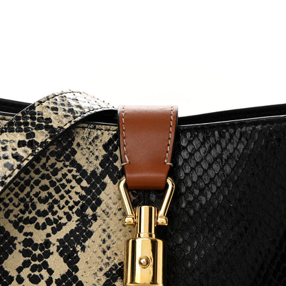 Gucci Snakeskin Small Jackie 1961 Hobo Black Beige 8 of 12