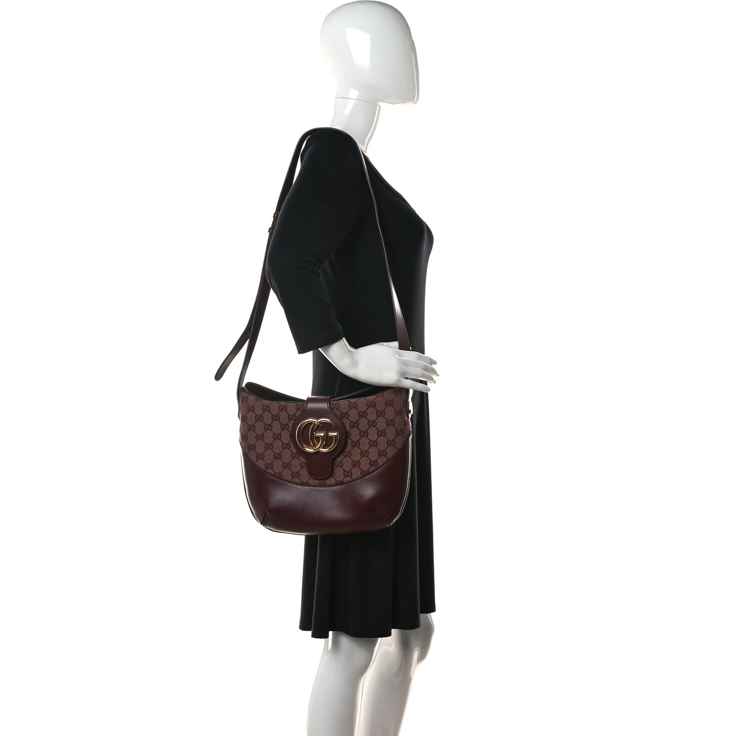GG Monogram Calfskin Medium Arli Shoulder Bag Sahara Rubino Chardonnay