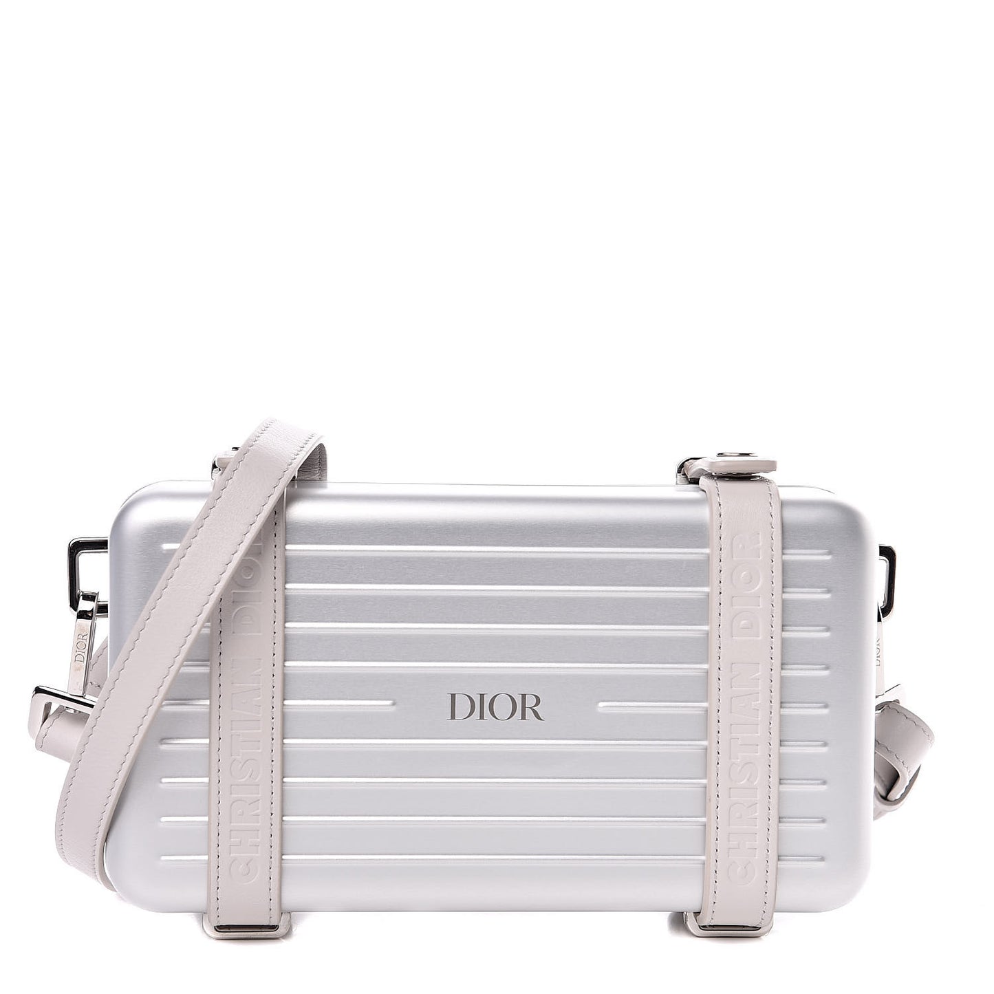 X RIMOWA Aluminum Personal Clutch On Strap Silver