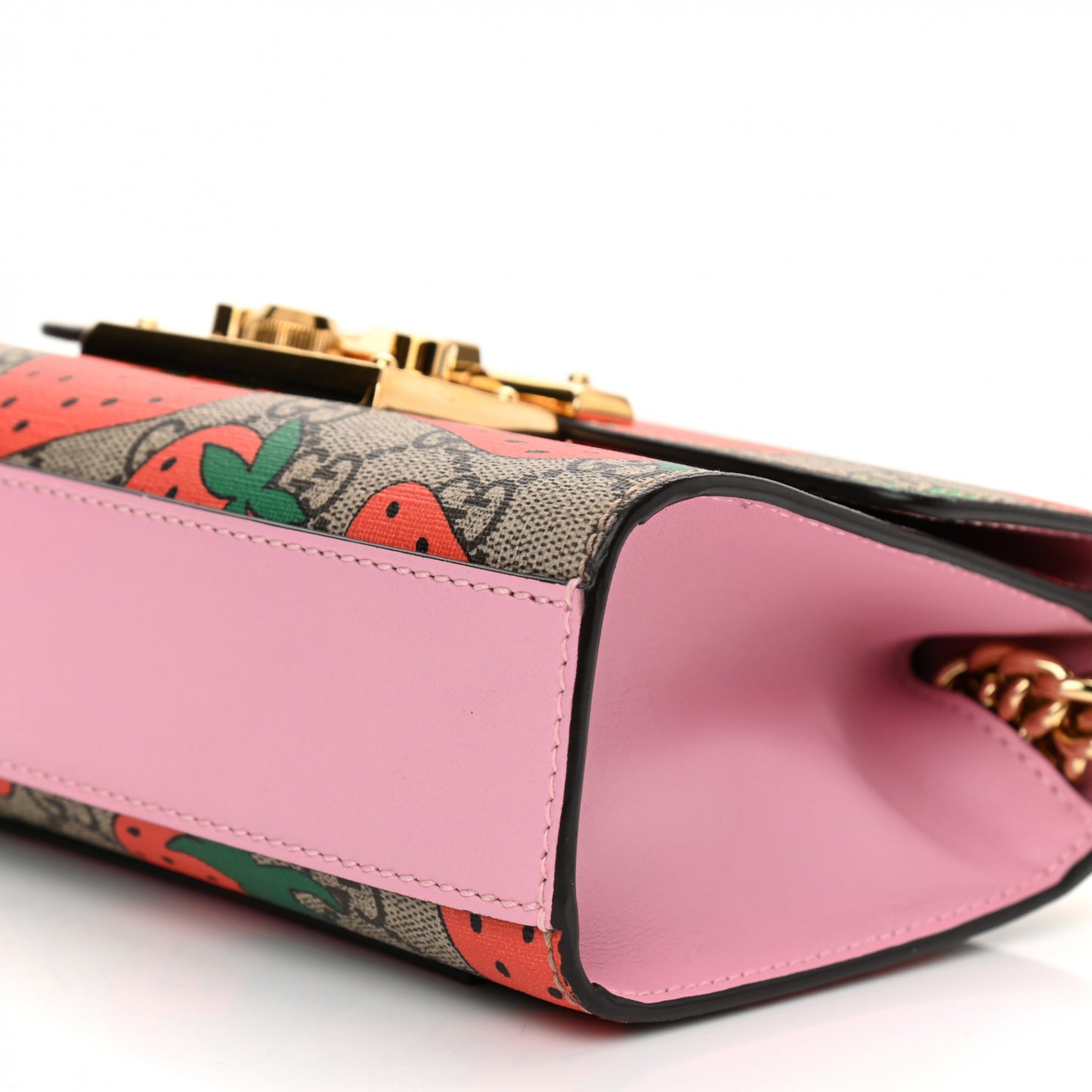 GG Supreme Monogram Strawberry Small Padlock Shoulder Bag