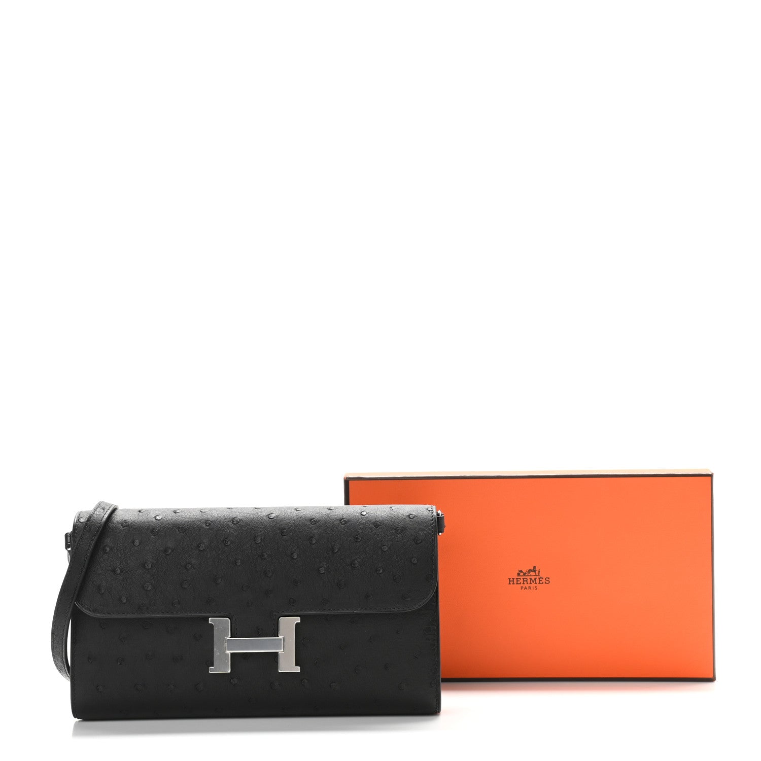 Hermes Ostrich Constance Long Wallet To Go Black 11 of 11