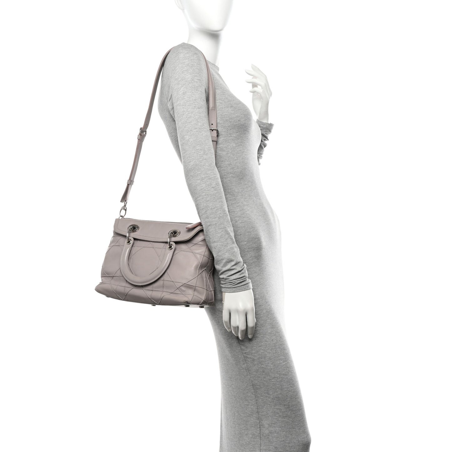 Lambskin Cannage Medium Granville Tote Grey