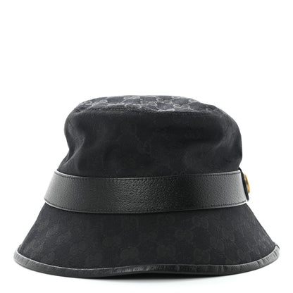 Gucci Monogram Textured Dollar Calfskin GG Jago Bucket Hat Black 6 of 9