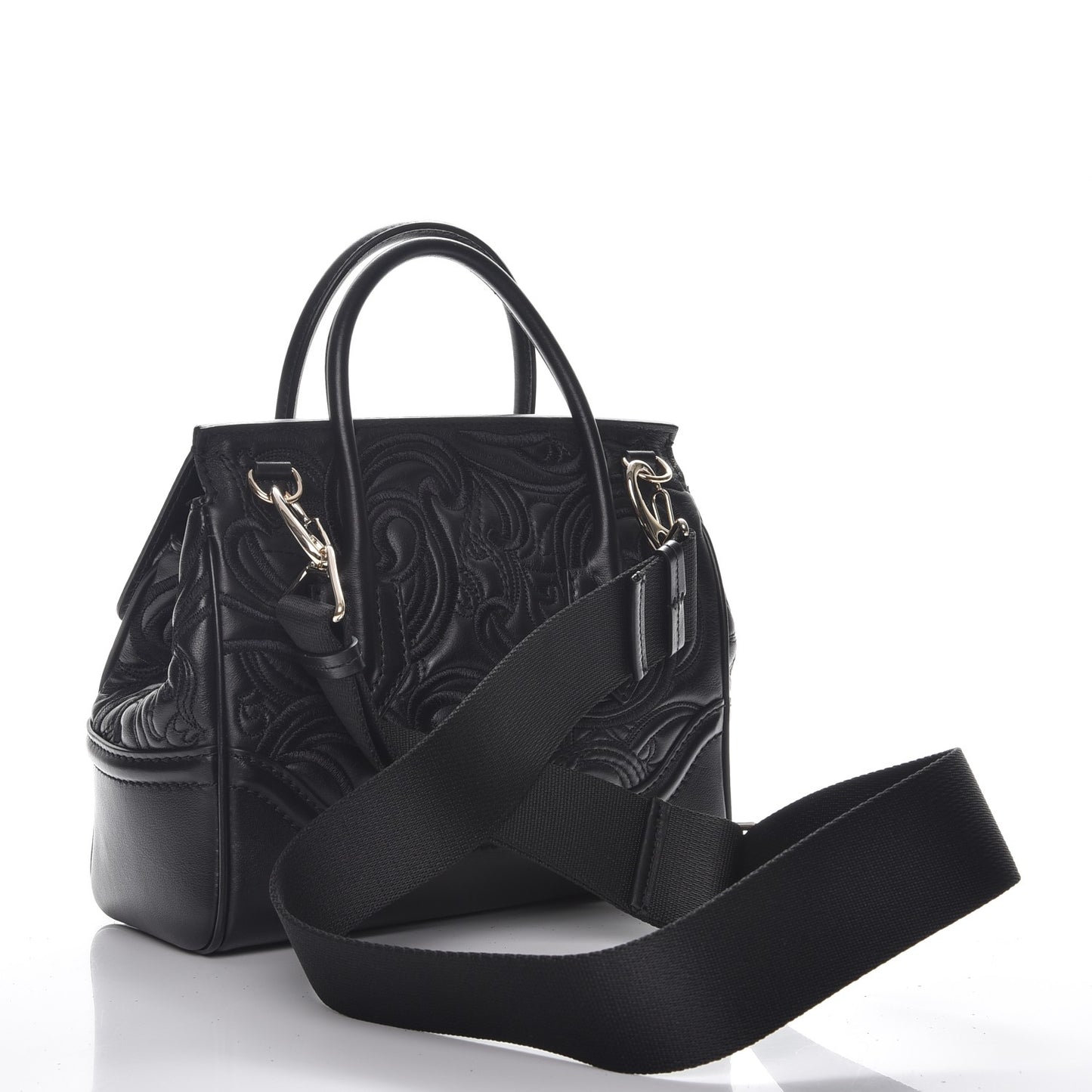 Calfskin Embroidered Medium Baroque Palazzo Empire Bag Black