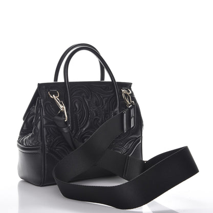 Versace Calfskin Embroidered Medium Baroque Palazzo Empire Bag Black 5 of 9
