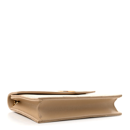 Saint Laurent Grain De Poudre Matelasse Chevron Monogram Envelope Chain Wallet Nude Powder 3 of 10