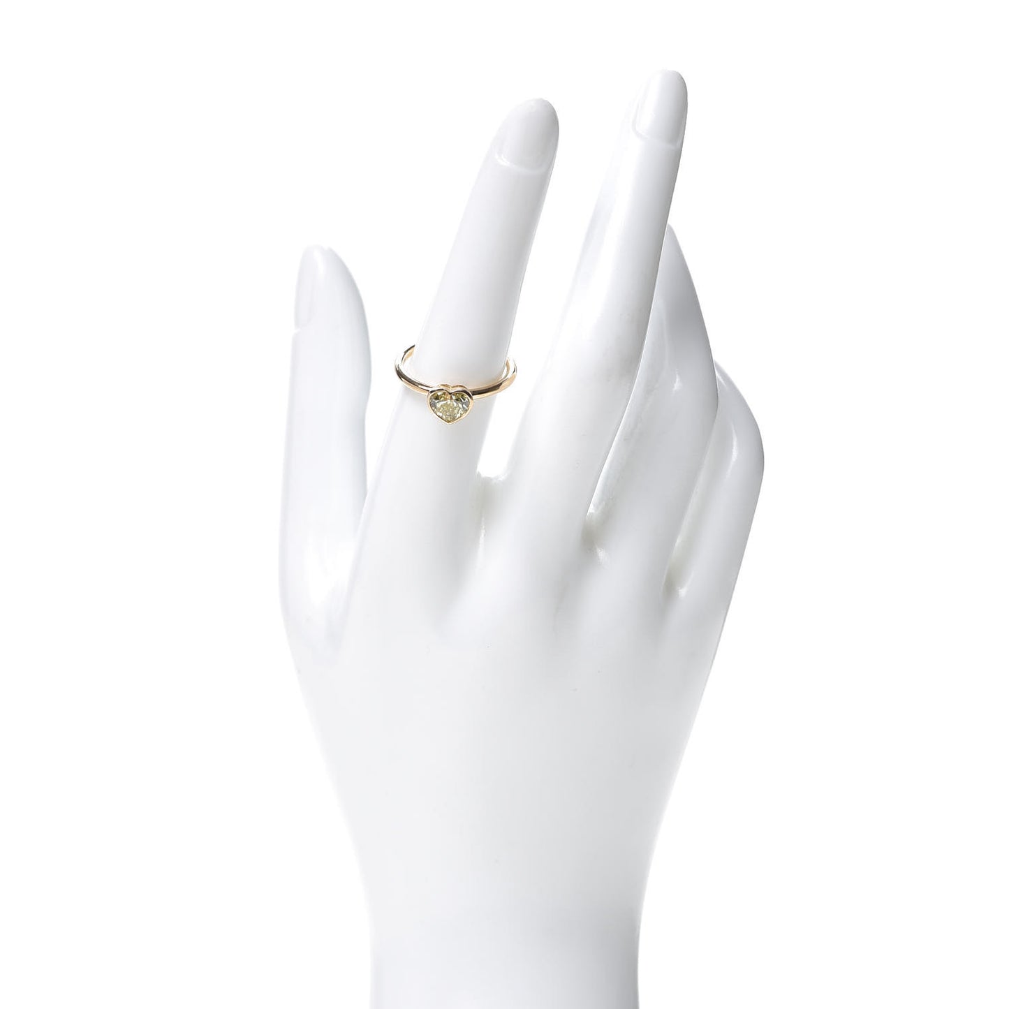 18K Rose Gold Fancy Light Yellow Diamond Bezet Heart Ring 55 7.25