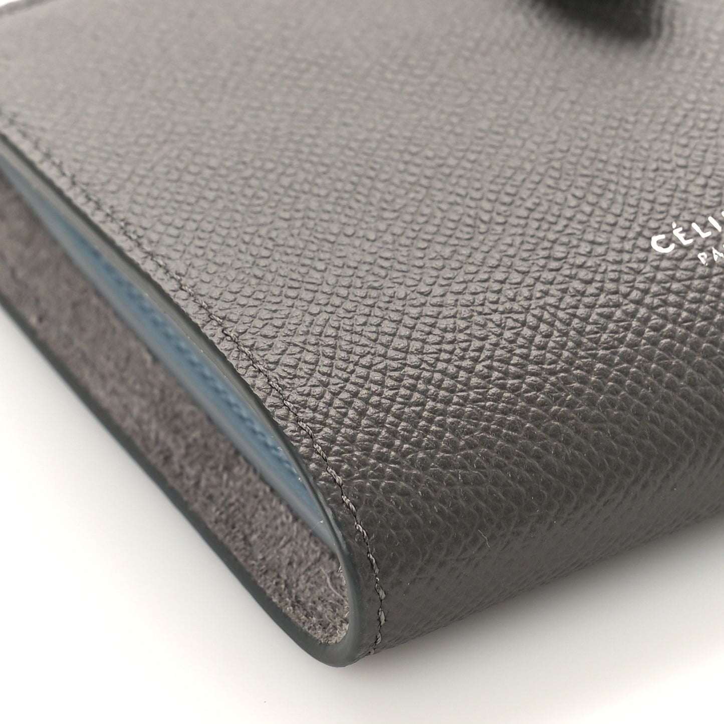 Grained Calfskin Medium Multifunction Strap Wallet Pebble Mineral