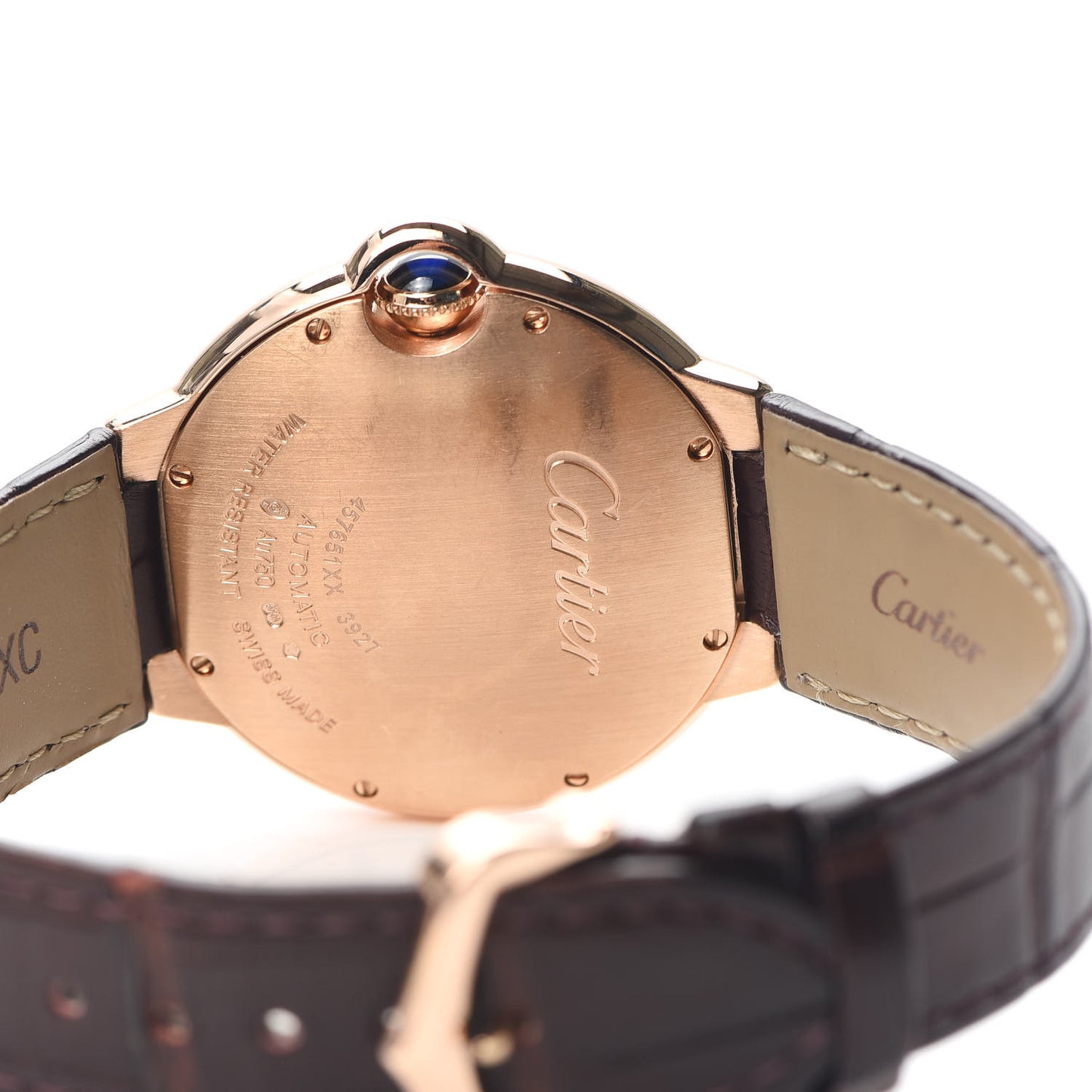 18K Pink Gold Alligator 36mm Ballon Bleu De Cartier Automatic Watch