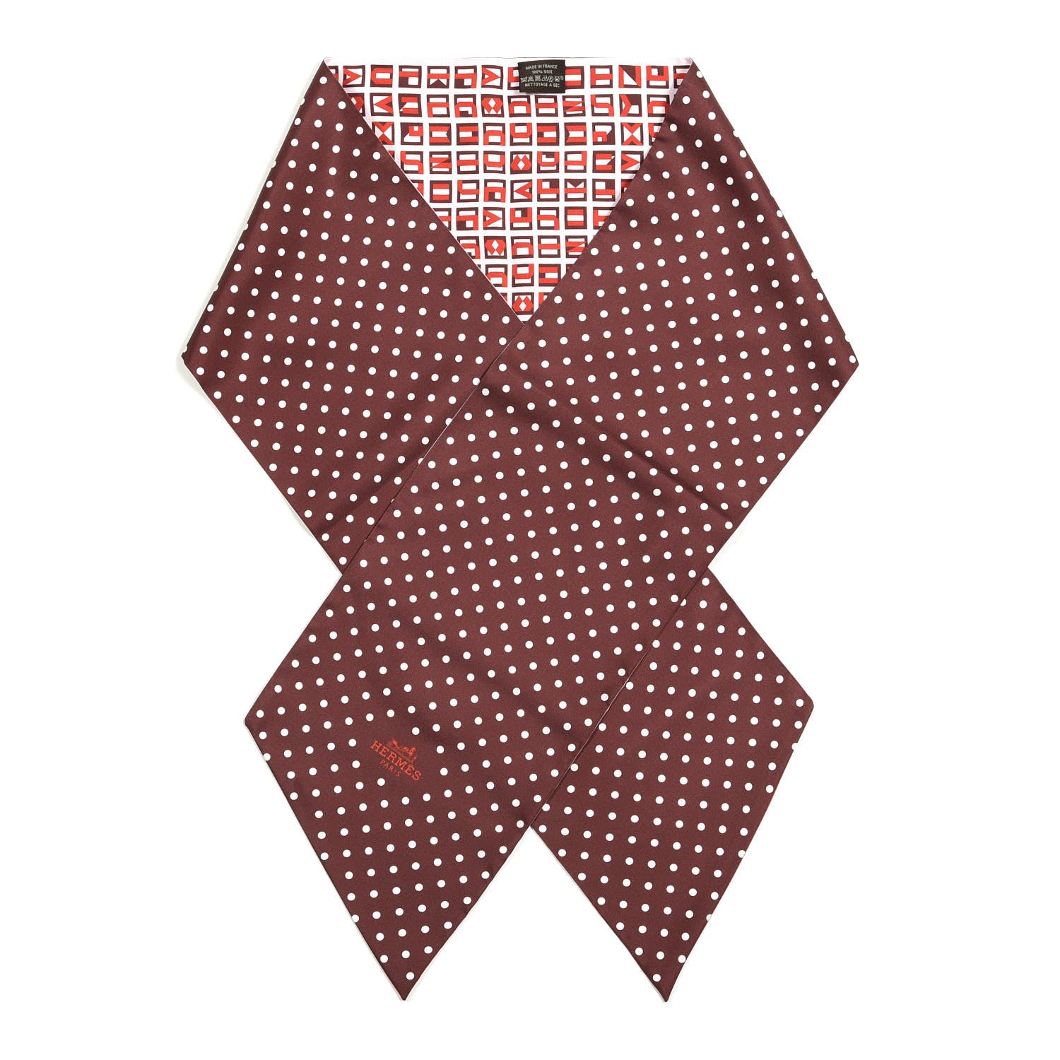 Hermes Silk Lettres Et Pois Maxi Twilly Cut 1 of 3