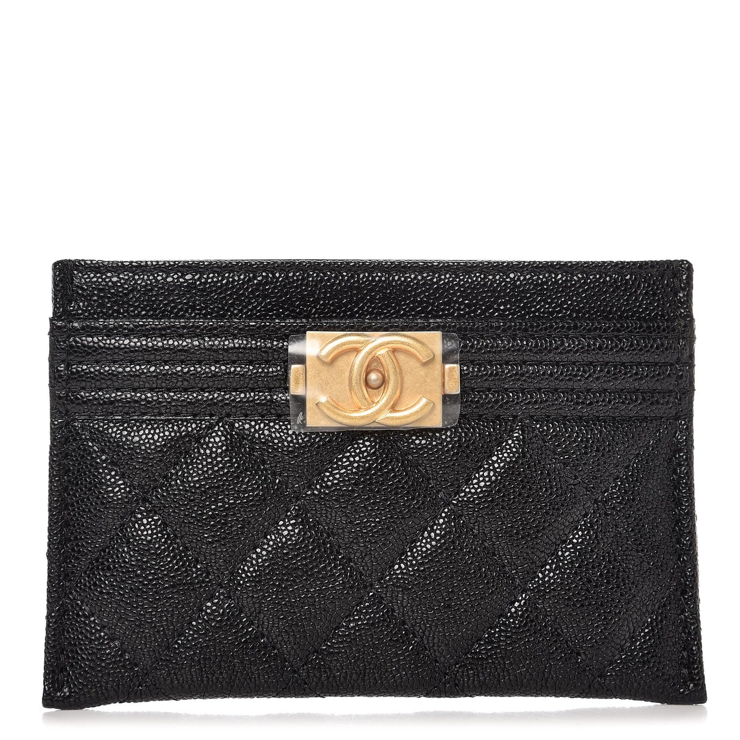 Caviar Quilted Boy Card Holder Black
