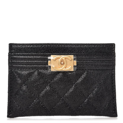 Chanel Caviar Quilted Boy Card Holder Black 1 of 9