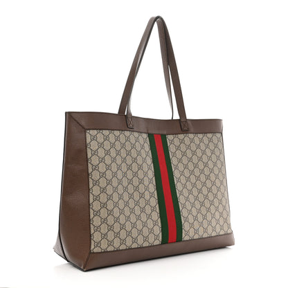 Gucci GG Supreme Monogram Web Ophidia Tote Brown 4 of 11